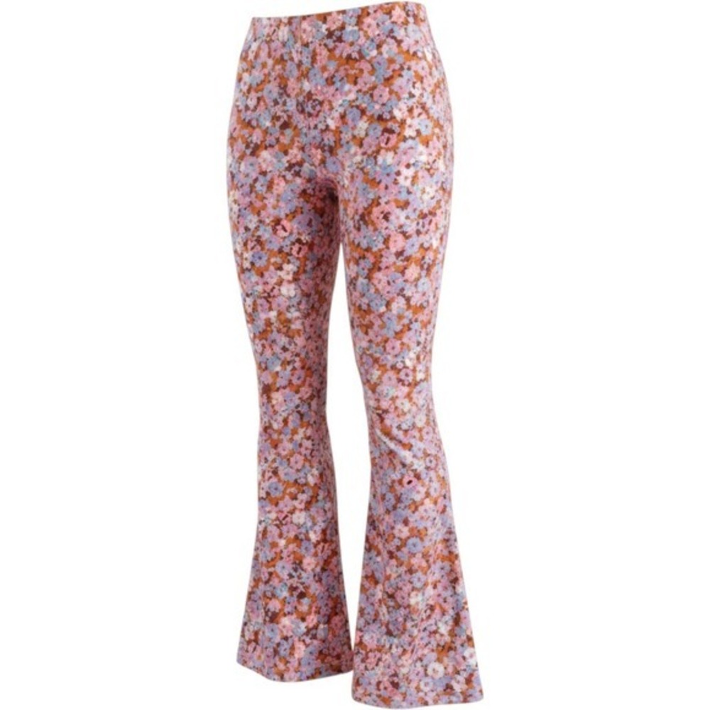 Billabong Floral Print Elastic Waist Pants Pink Orange Blue Large